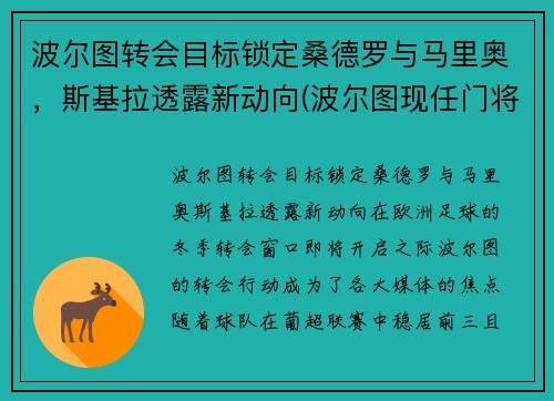 波尔图转会目标锁定桑德罗与马里奥，斯基拉透露新动向(波尔图现任门将)
