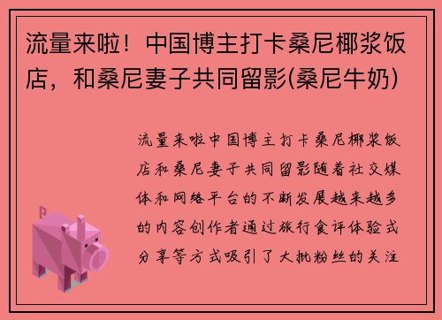 流量来啦！中国博主打卡桑尼椰浆饭店，和桑尼妻子共同留影(桑尼牛奶)